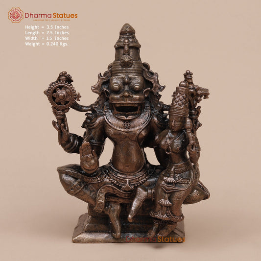 Copper Narsimha Lakshmi Seated Fine 3.5”