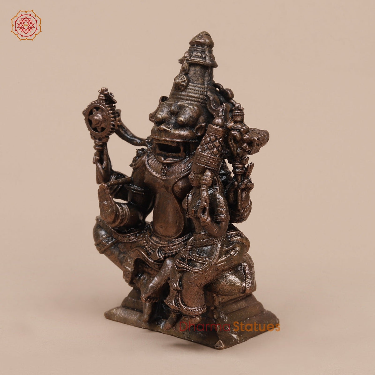 Copper Narsimha Lakshmi Seated Fine 3.5”