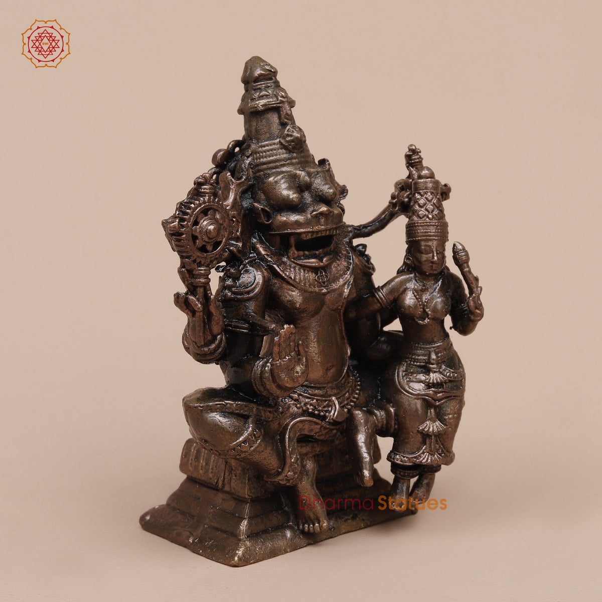 Copper Narsimha Lakshmi Seated Fine 3.5”