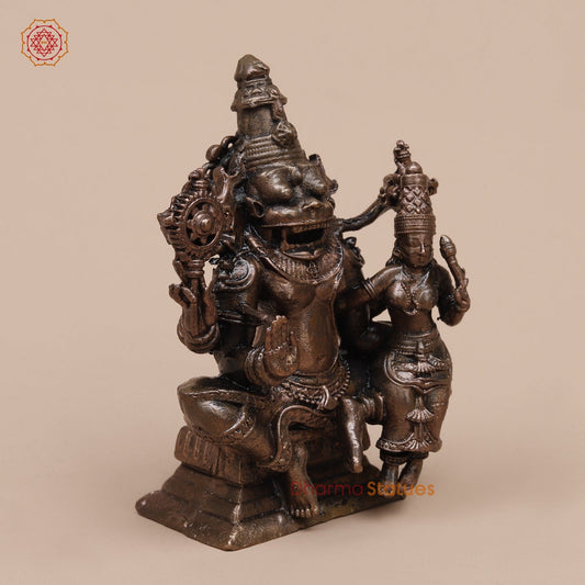 Copper Narsimha Lakshmi Seated Fine 3.5”
