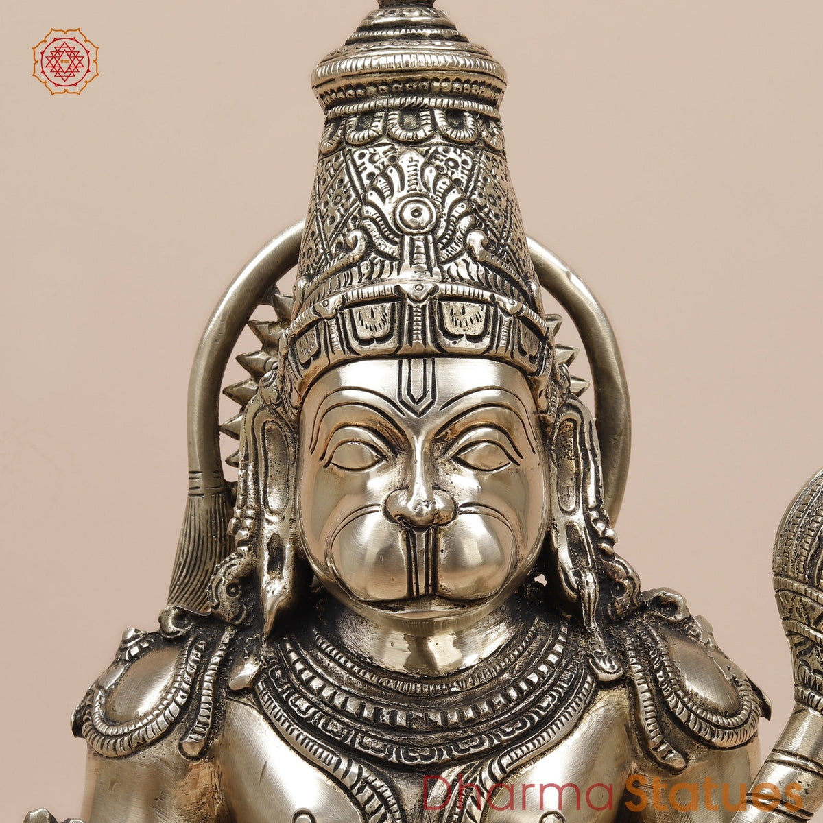 Brass Hanuman Ji seated Fine, Smooth Finish 19”