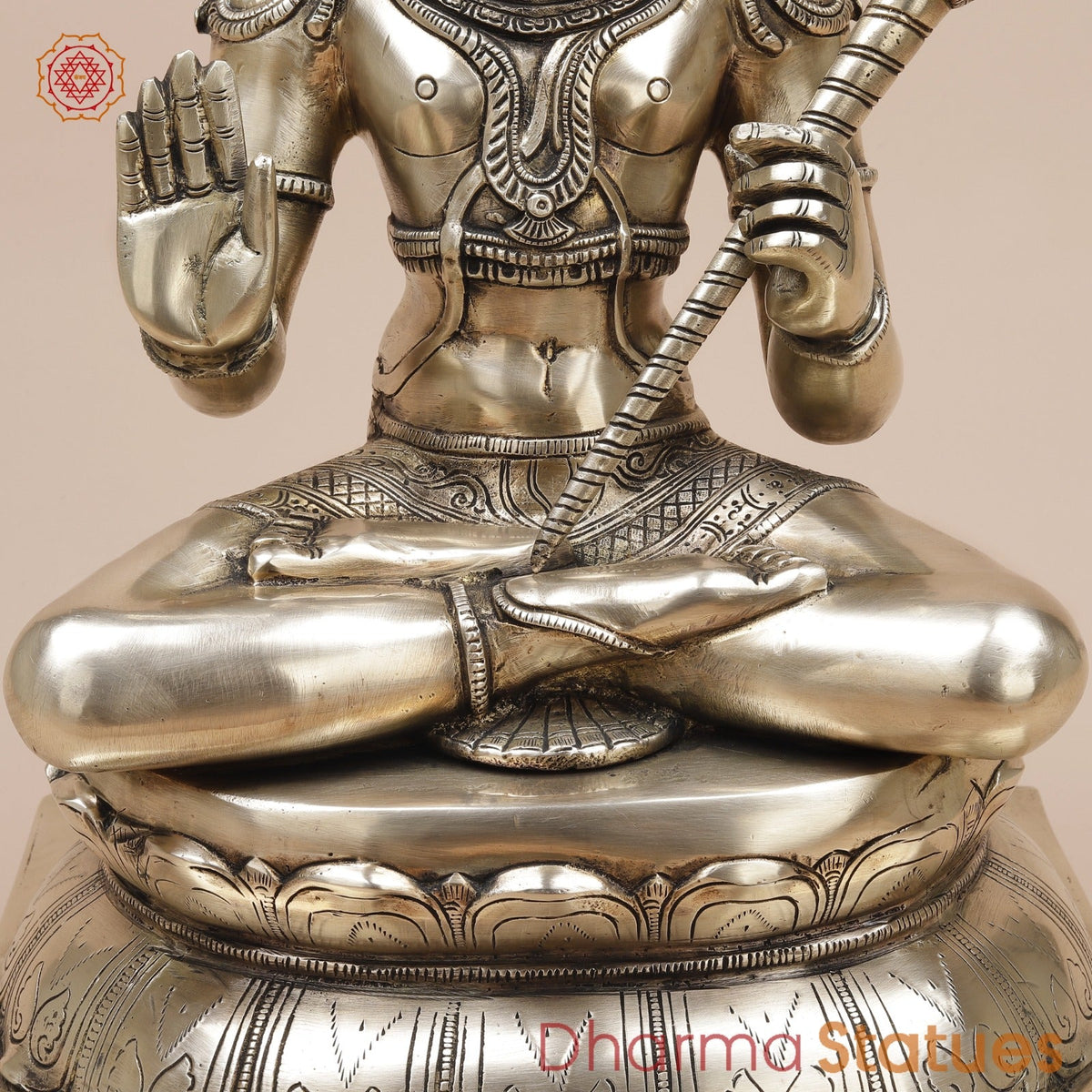 Brass Hanuman Ji seated Fine, Smooth Finish 19”