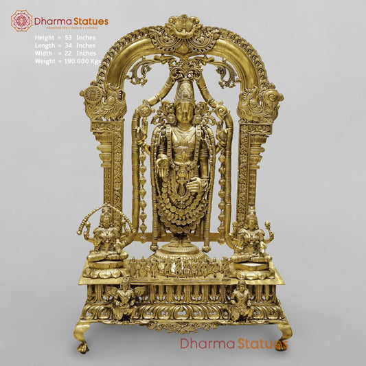 Bronze Tirupati Balaji with Lakshmi, Padmavati, Hanuman, Garuda and Dasavtar (Complete set) 53”