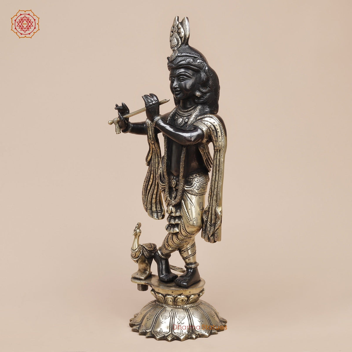 Brass Kalangi Krishna Fine, Royal Black Finish 19”
