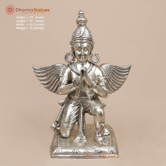 Brass Garuda Seated Fine, Silver Coated 20”
