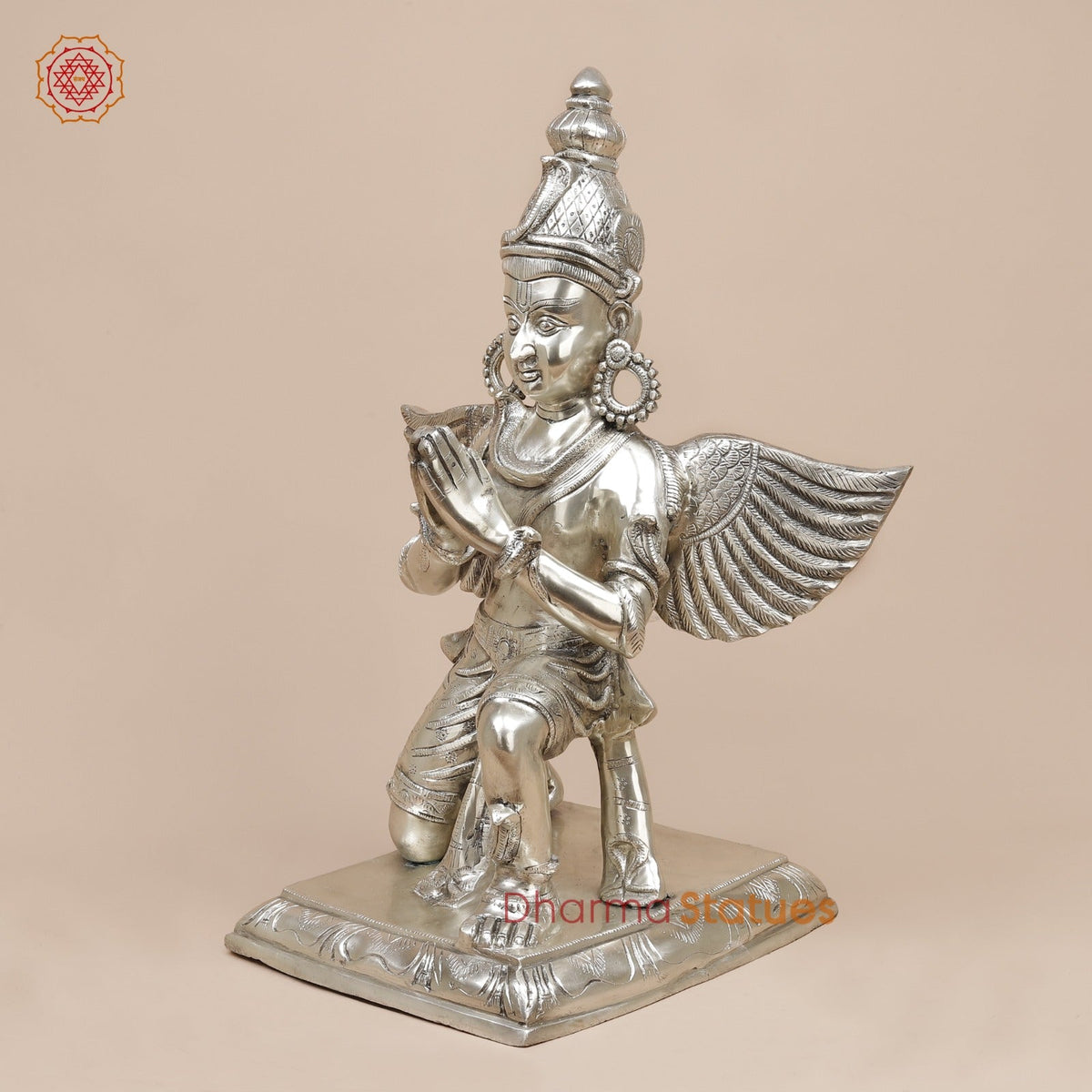 Brass Garuda Seated Fine, Silver Coated 20”