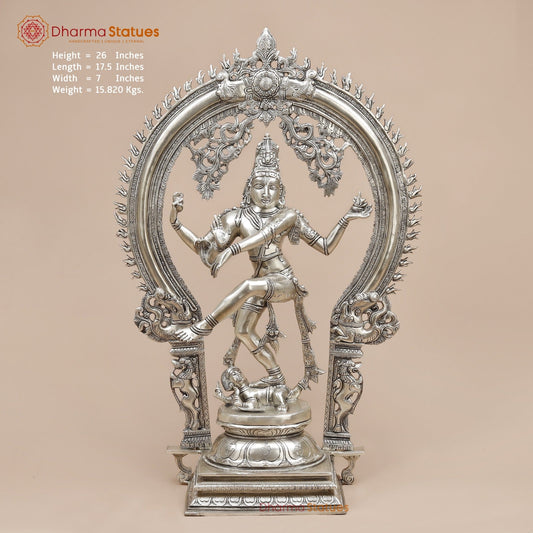 Brass Temple Natraj fine, Silver Finish  26”