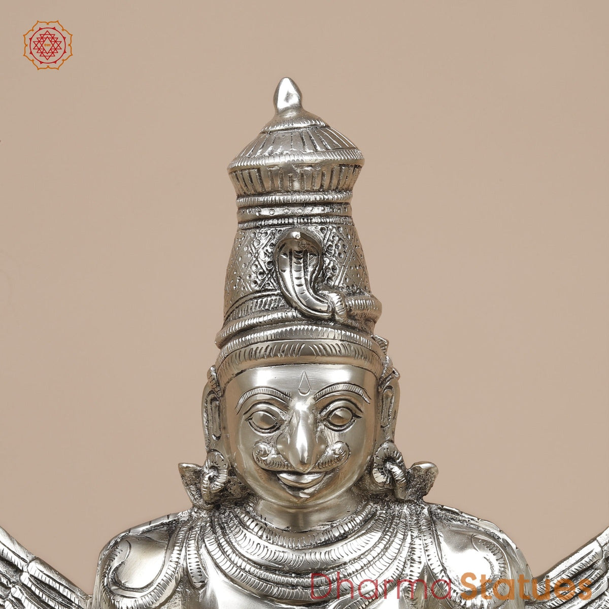 Brass Garuda Standing Fine, Silver Coated 22”