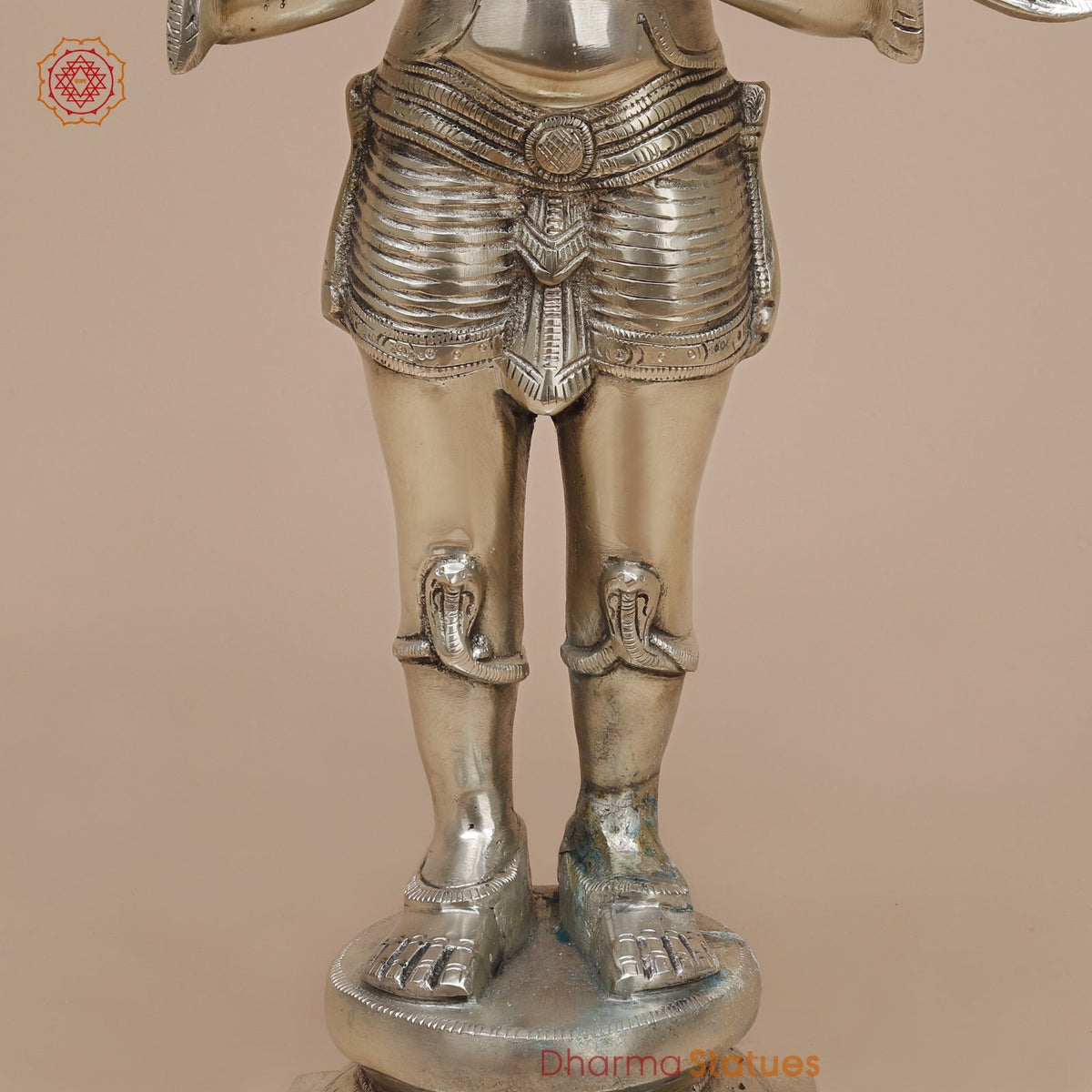 Brass Garuda Standing Fine, Silver Coated 22”
