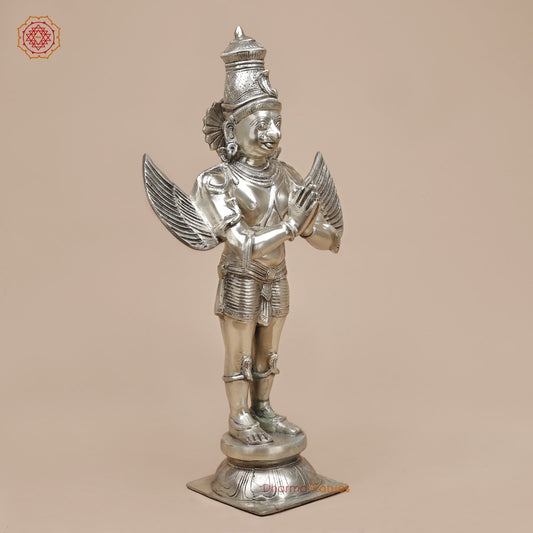 Brass Garuda Standing Fine, Silver Coated 22”