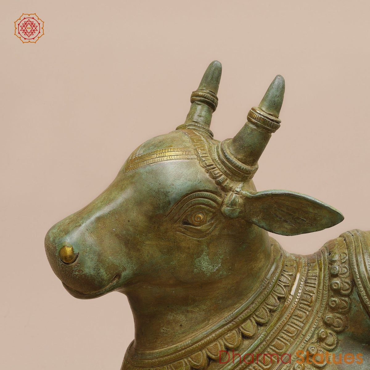 Brass Nandi Seated Fine, Natural Green Patina 17”