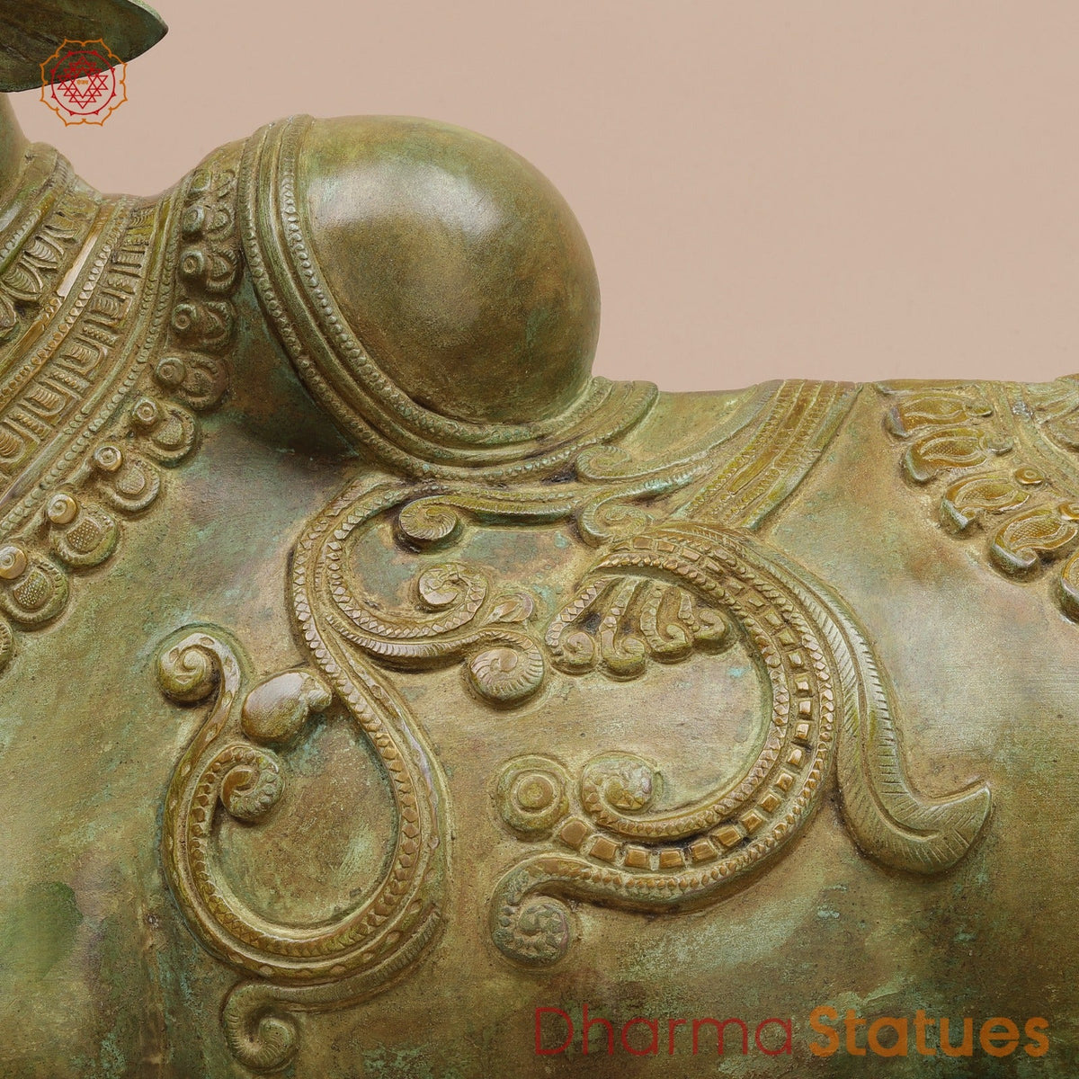 Brass Nandi Seated Fine, Natural Green Patina 17”