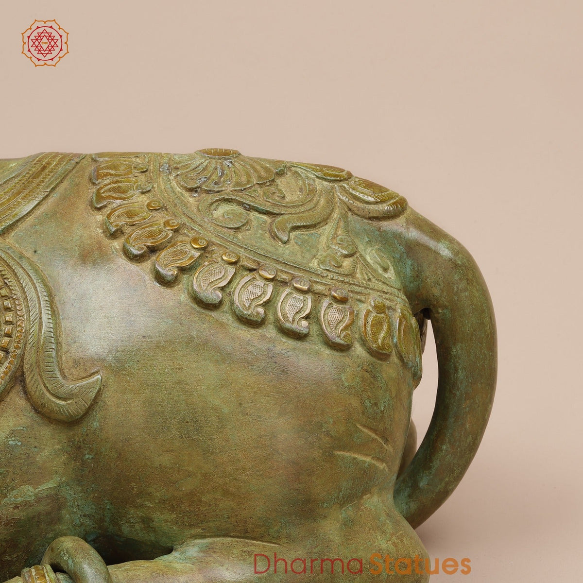 Brass Nandi Seated Fine, Natural Green Patina 17”