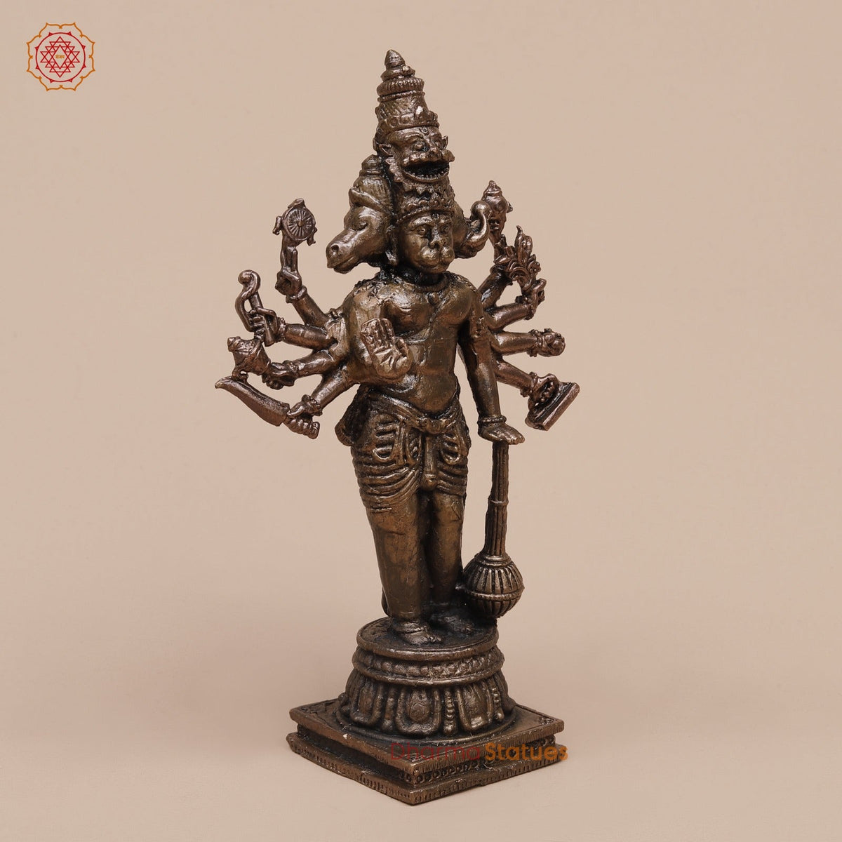 Copper Panchmukhi Hanuman Standing Fine 5”