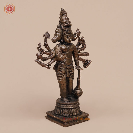 Copper Panchmukhi Hanuman Standing Fine 5”