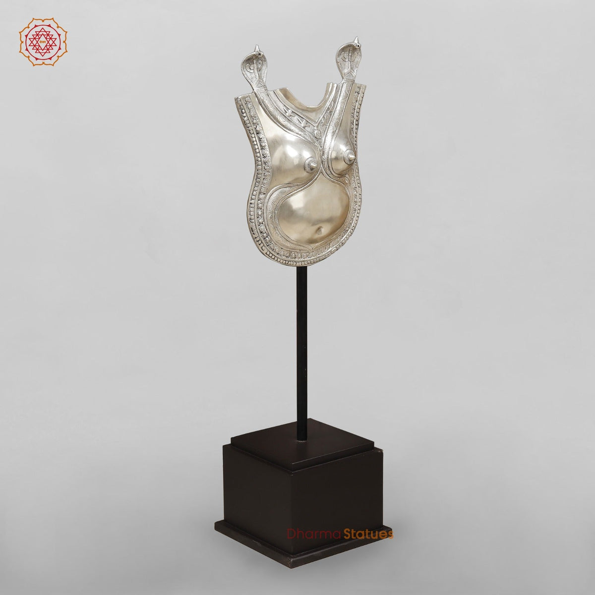Brass Shiva Head and Lady bust fine With Wooden Base For home Decor, Silver finish 55”