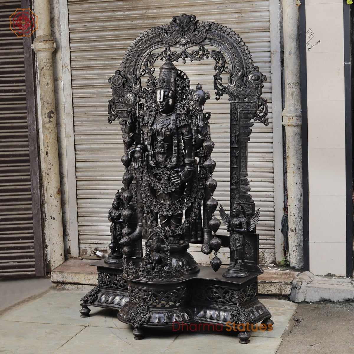 Bronze Tiruapti Balaji Fine with Dhanlakshmi and Arch, Natural Bronze Finish 70”