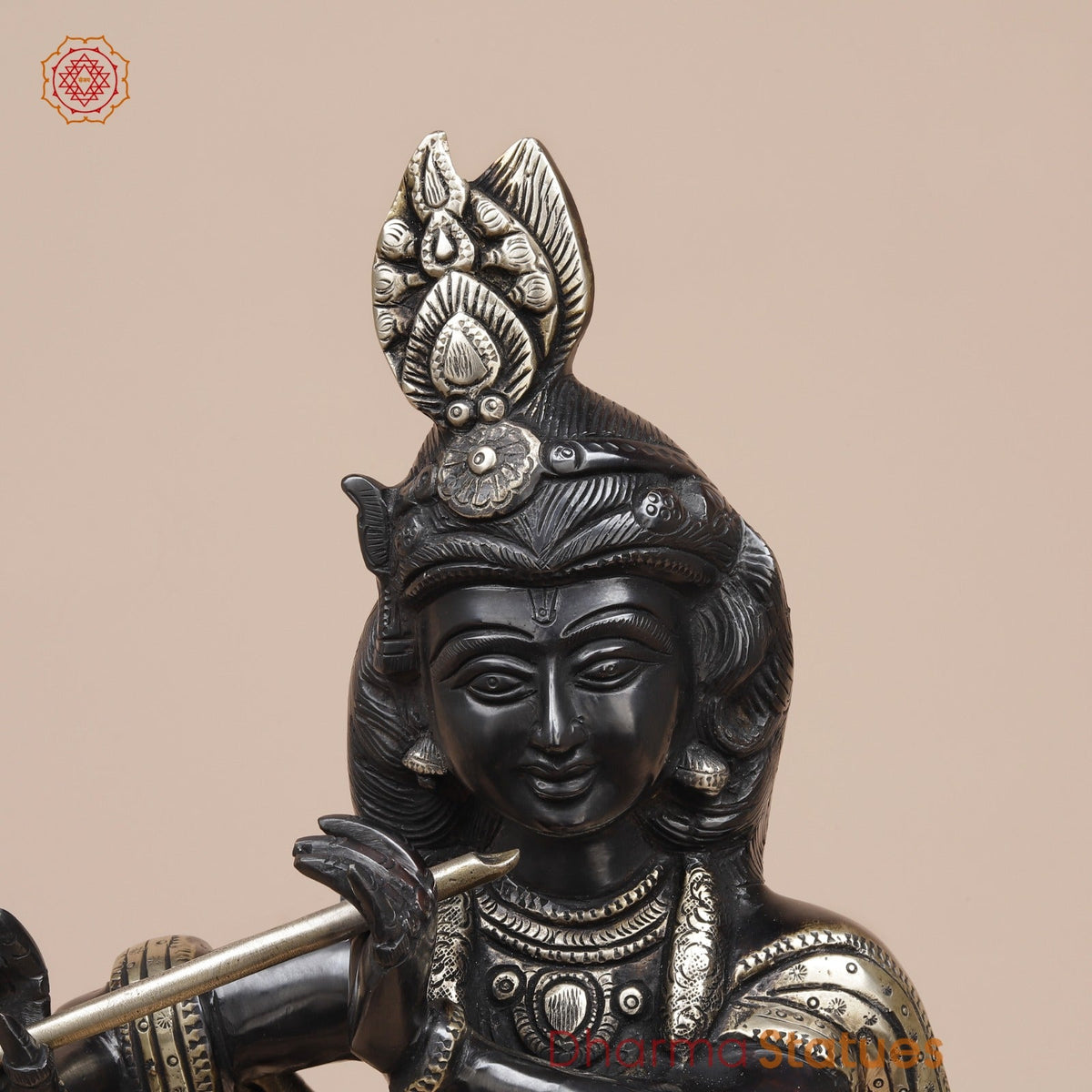 Brass Kalangi Krishna Fine, Royal Black Finish 19”