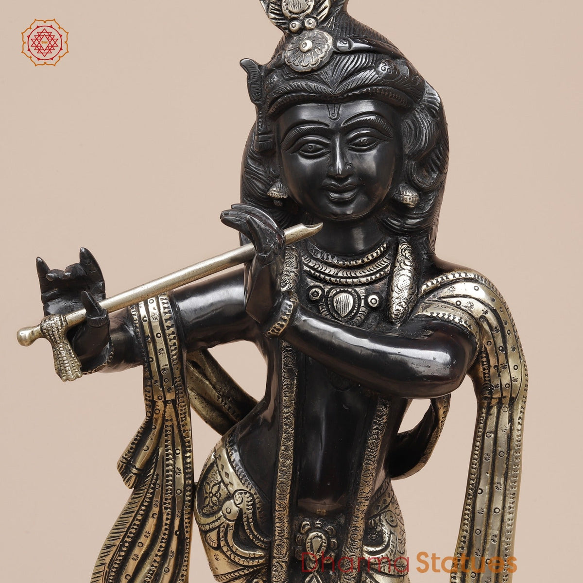 Brass Kalangi Krishna Fine, Royal Black Finish 19”
