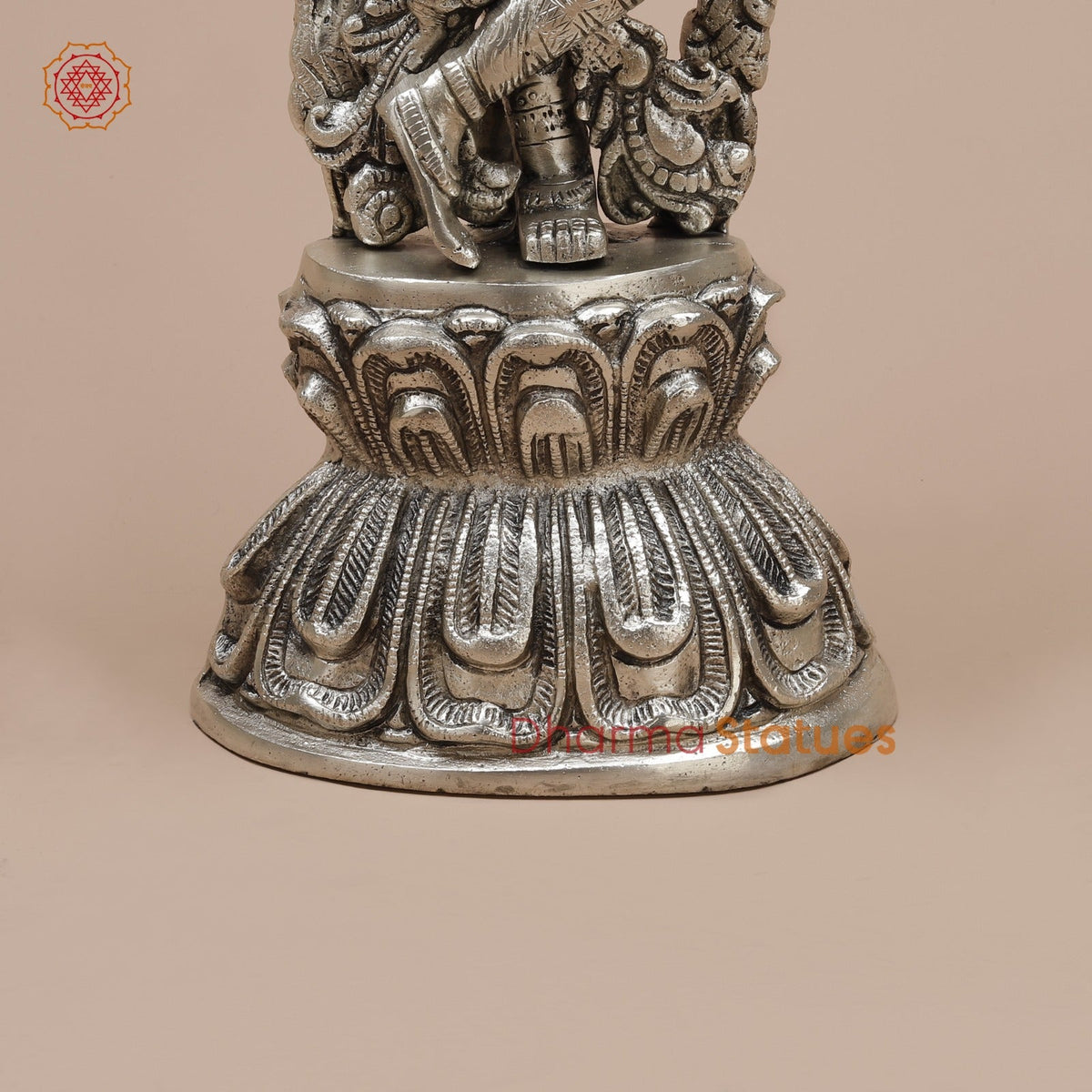 Brass Krishna Standing Fine, Silver coated 18”